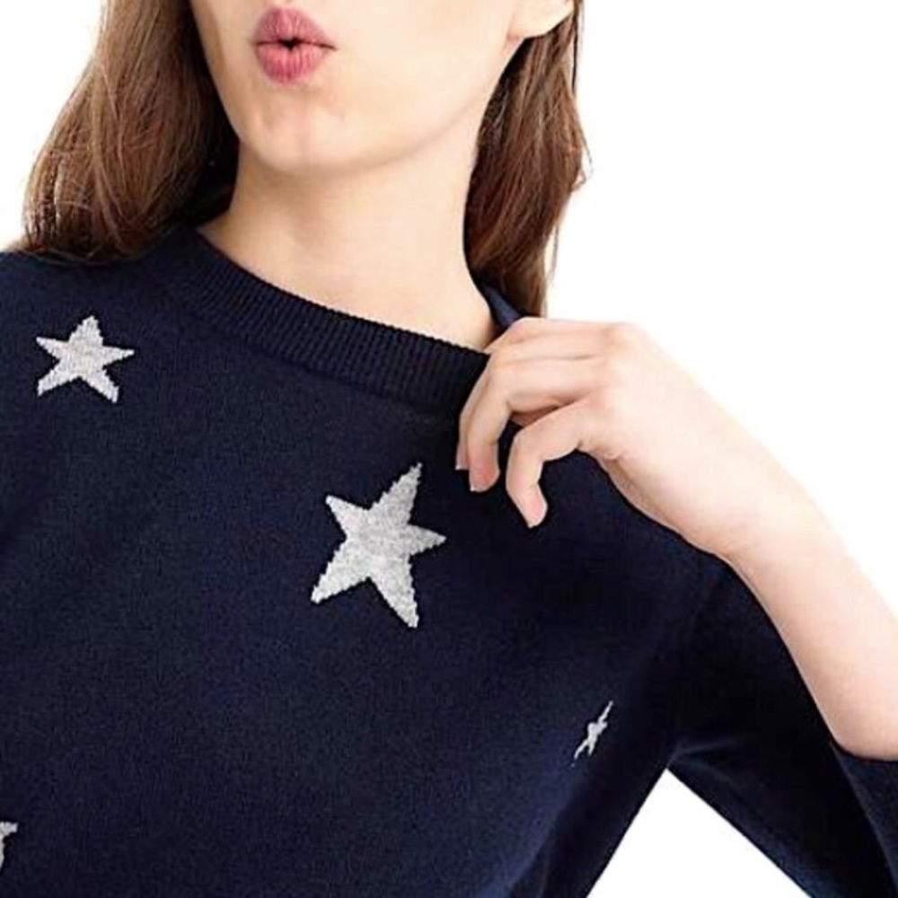J. Crew Cashmere Star Navy Pullover